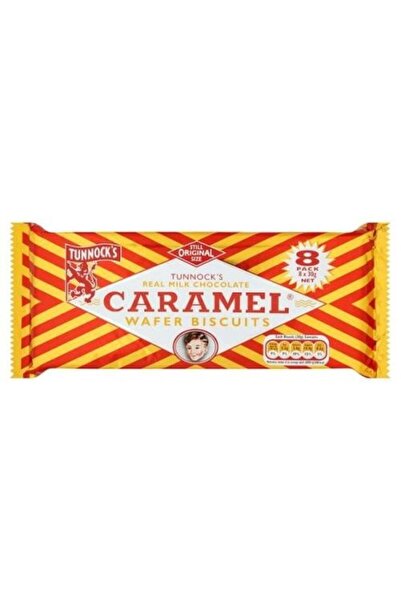 Tunnocks بسكويت كراميل الاصلي المغطى بالشوكولاتة والحليب البريطاني، 8 قطع