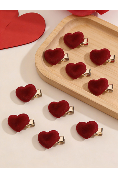 Take Two By Styli Pack of 10 - Red Heart Hair Clips