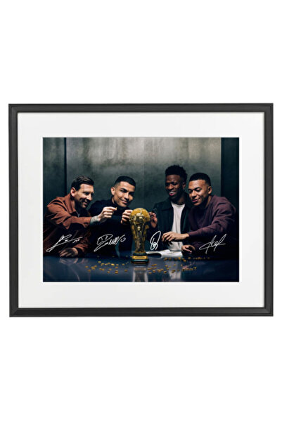 Boomah Accessories Messi Ronaldo Mbappé Vinícius Jr Printed Autograph Framed ...