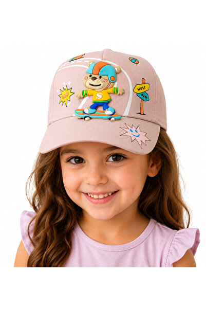 İrem Çocuk Giyim Girl's Teddy Bear Detailed Written Hat with Adjustable Strap...
