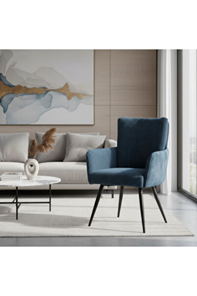 Ebticar Indoor blue chair with luxurious fabric and metal frame