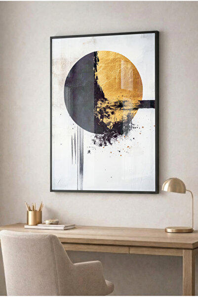 Zevahir Mobilya Dekorasyon Tablou circular abstract modern din sticlă, negru ...