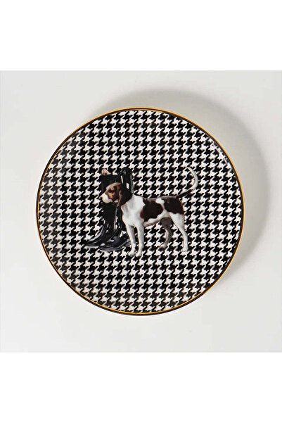 VİTELLİ Equestrian Dog & Boots Patterned Porcelain Plate 20 cm