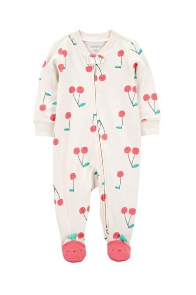 Carter's Carters Kız Bebek Kiraz Baskı Patikli Tulum 3-9 Ay PUDRA