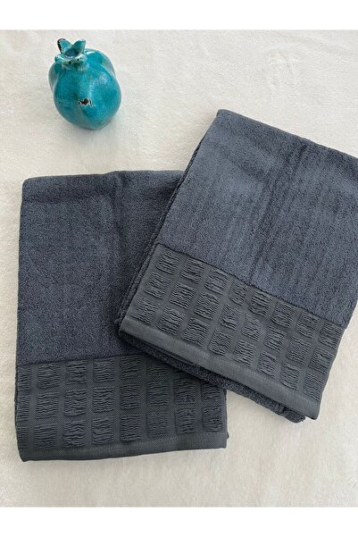 KİRAZHOME Bamboo Anthracite 50X100 Towel Set of 4, Soft Textured, High Absorb...