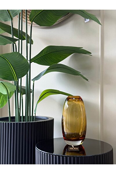 HERA DEKOR Imported Amber Glass Vase Decor