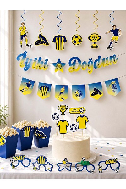 Parti Adresi Sarı Lacivert Futbol Temalı Doğum Günü Parti Seti – İyi Ki Doğdu...