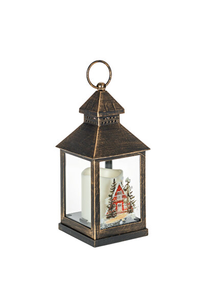 Zumzeria Felinar decorativ suspendat din bronz periat, cu lumânare și LED, 10...