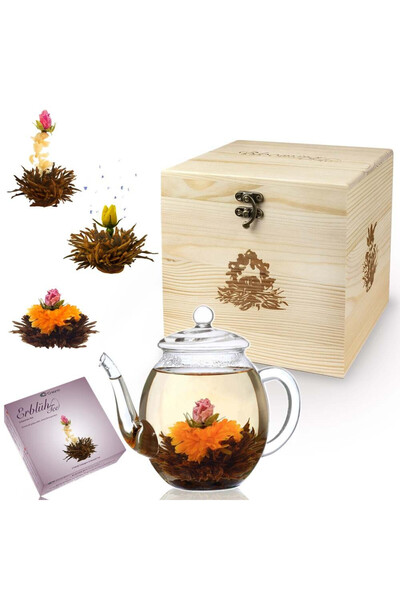 Creano Blooming tea set ErbluhTee, black tea, teapot bottle 500 ml, 6 balls