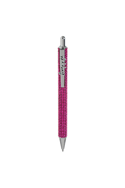 Zumzeria Silver Pen with Fuchsia Diamonds "Happy" 14.5cm