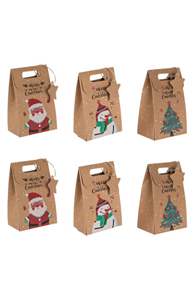 Zumzeria Christmas Sweet Boxes Kraft Figurines with Stars 9.4x6x14cm - 6pcs
