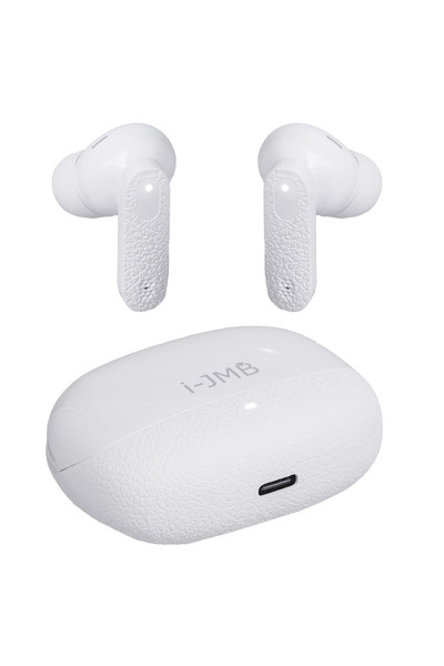 Zumzeria Căști wireless albe cu carcasă de încărcare