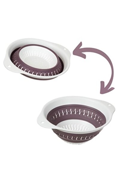 Zumzeria Foldable Plastic Strainer White Purple Ø24x10cm