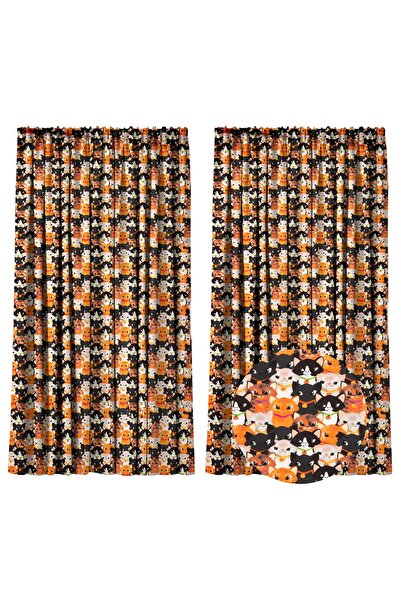 Kidizi Set of 2 curtains 180 x 240 cm, blackout 60%, modern print, Cats, mult...
