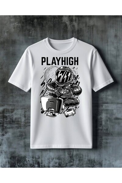 COMVİCHO Playhigh Astronaut Printed Oversize T-Shirt
