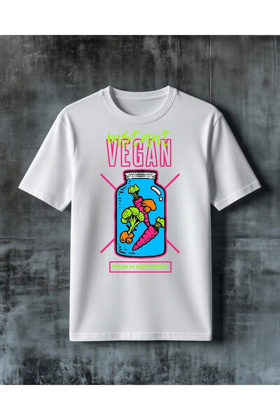 COMVİCHO تي شيرت فوري كبير الحجم مطبوع عليه Instant Vegan Yesel Energy