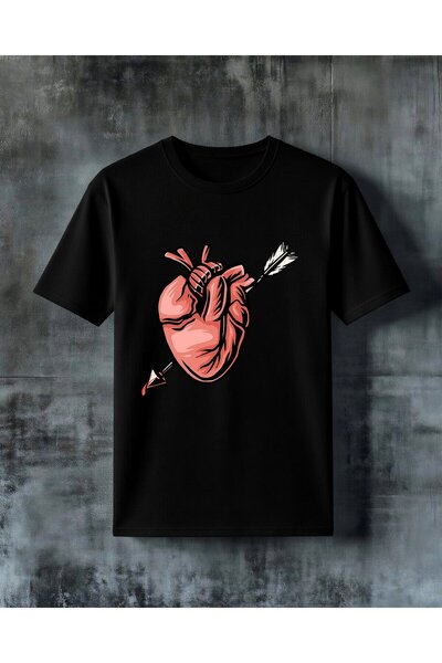 COMVİCHO Heart Arrow Printed Oversize T-Shirt