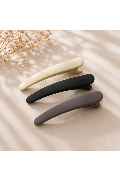 İnDerin Soft Matte Minimal Fransız Toka Seti – 3’lü Mat Toka
