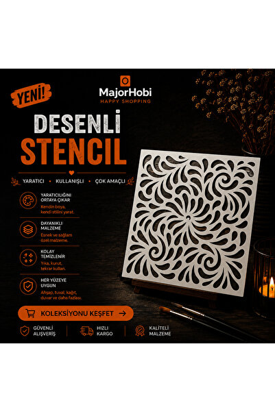Major Hobi Abstract Mandala Stencil Template Decorative Wall and Furniture Pa...