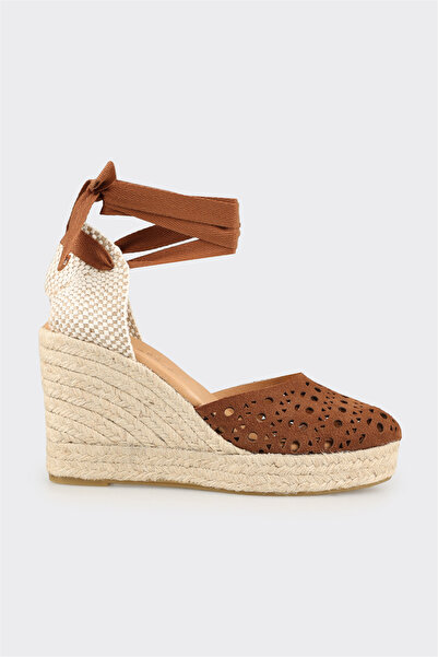 Elle Shoes Kahve Kadın Dolgu Topuk Ayakkabı