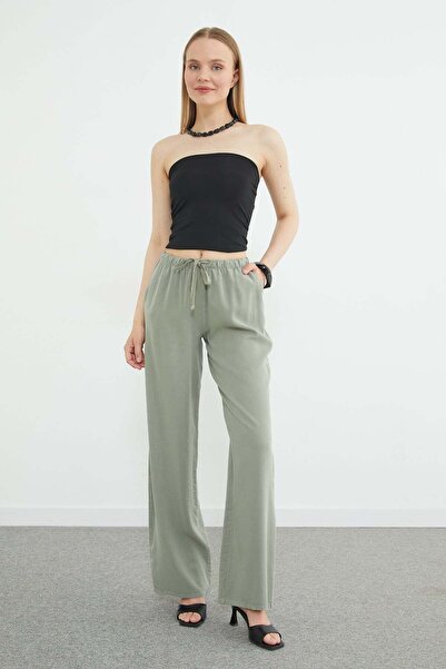 Fulla Moda Beli cu detaliu cu șnur Tencel Material textil pantaloni palazzo