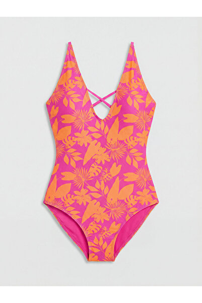 LC Waikiki Cc Collection’dan LCW DREAM Fuşya V Yaka Çapraz Bant Detaylı Desen...