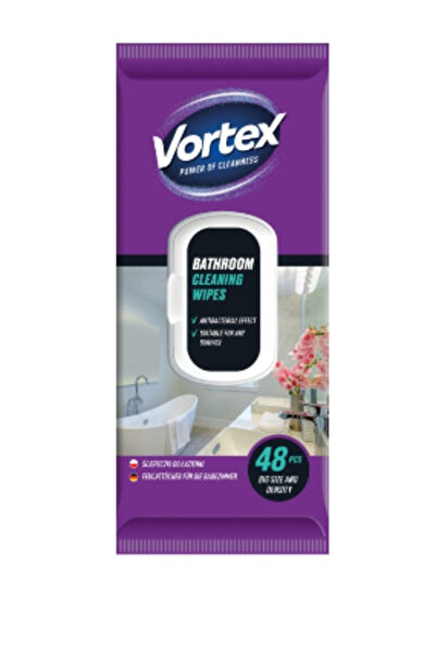 Vortex Antibakteriální vlhčené ubrousky na koupelnové povrchy, VORTEX 48 ks