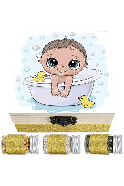 LoreBebe Set Cadou Prima Baita cu Nasii, Cutie Prima Baita Lemn 10 Ingredient...