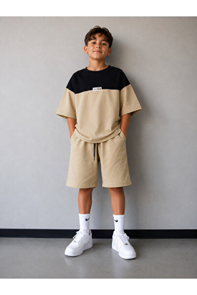 NOVERAM KİDS Boy's 2 Thread Oversize T-Shirt Shorts Set