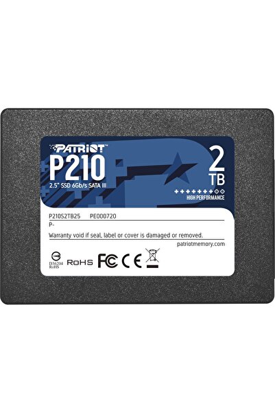 Patriot P210S2TB25 P210 SSD, 2TB, 2.5", SATA3, TRIM, SMART, 520/ 430 MB/s, 50...