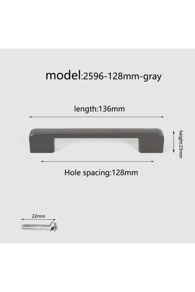Choice6 1pc 2596-128mm-grey Aluminum alloy cabinet handle, gray wardrobe hand...