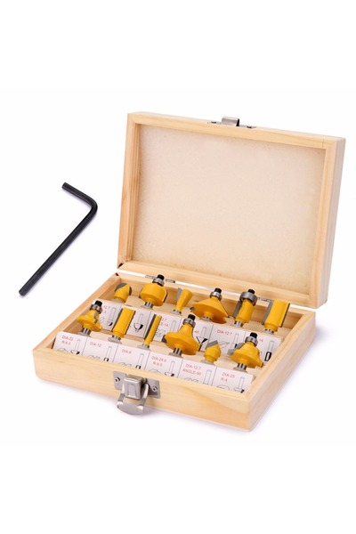 Choice1 12pcs wooden box 12pcs Milling Cutter Set 8mm Straight Milling Cutter...