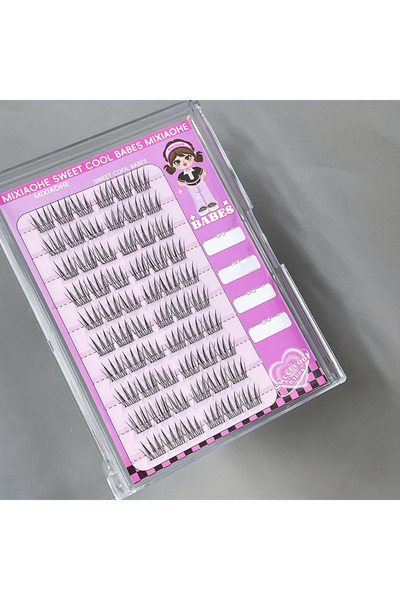 Choice1 02 Mixiaohe 60 Clusters Korean Style C Curl False Eyelashes, Glue-Fre...