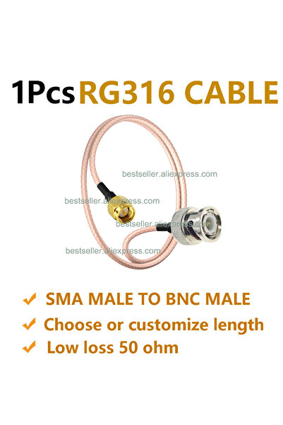 Choice6 كابل محوري RF بطول 30 سم، موصل BNC ذكر إلى SMA ذكر، 50 أوم، منخفض الف...