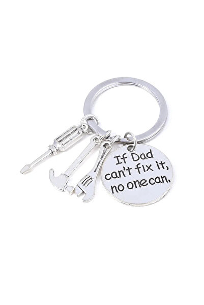 Choice Silver Hand Tools Themed Keychain 'If Dad Can't Fix It No One Can' Pen...