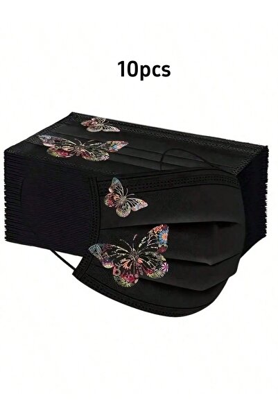 Choice1 Two butterflies 10-Pack Women's Daily Face Masks - Black Parent-Child...