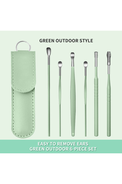 Choice4 green Earspoon Six-piece Ear-picking Tool Stainless Steel Ear-picking...