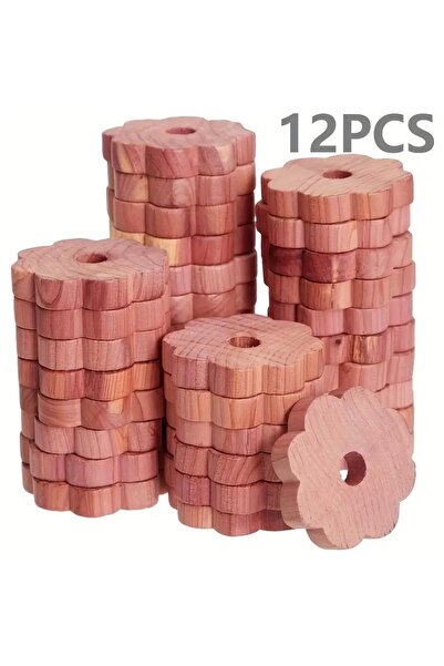 Choice 12pcs 12pcs Cedar Wood Blocks & Flower Rings, Natural Moth Repellent f...