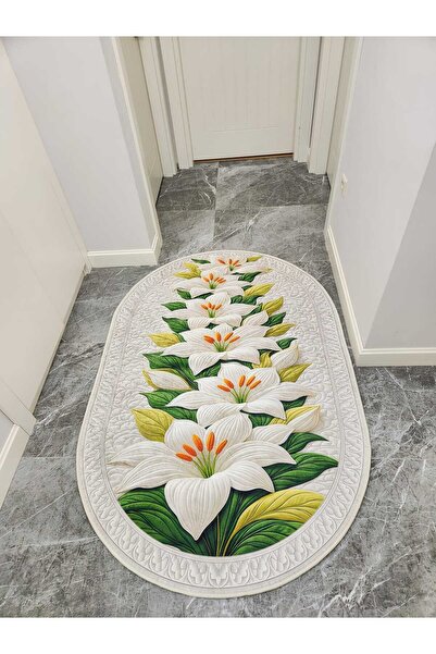 YTR HOME Dijital Baskı Yıkanabilir Kaymaz Taban Dekoratif Salon Mutfak Halısı...