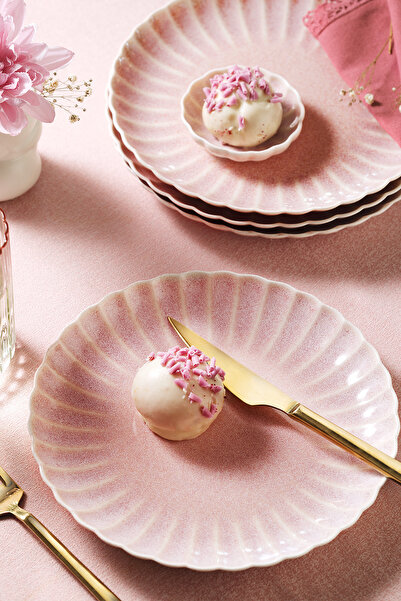 Kütahya Porselen Bone Rosy 4 Piece 21 cm Cake Plate
