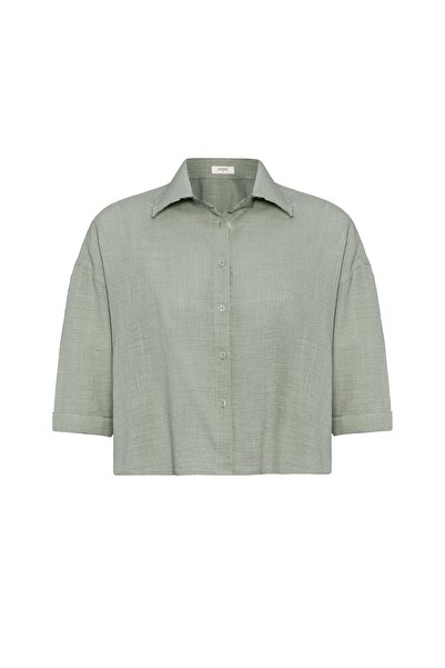 S13 Store Crop Dokulu Kadın Gömlek