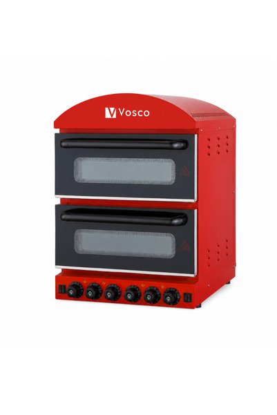 vosco Çift Katlı Elektrikli Pizza Fırını - Taş Tabanlı Profesyonel Kırmızı Pizza Fırını