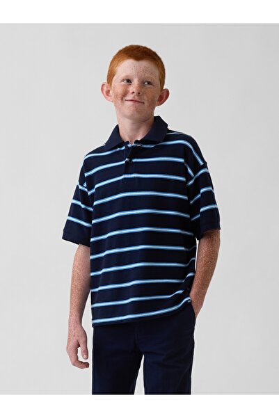 GAP Erkek Çocuk Lacivert Relaxed Pique Polo T-Shirt