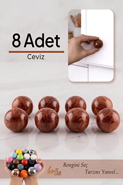 GLASWEN 8 komada tvrdih plastičnih dugmadi, okrugli kuglasti orah, ručke za o...