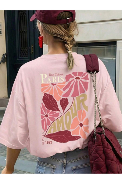 OVER HEAD Women's Paris Amour Printed Oversized T-Shirt