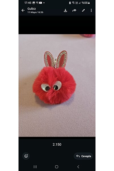 NO BRAND Red Plush Keychain with Rabbit Ears, Bag Decoration
