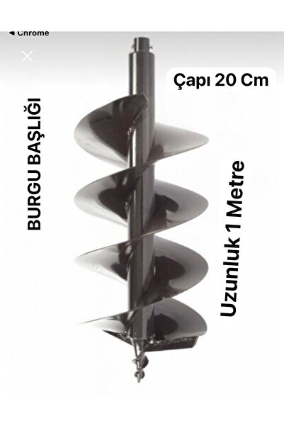 POWER BLACK TOPRAK BURGU MAKİNE UCU ÇAPI 20 CM UZUNLUK 1 METRE