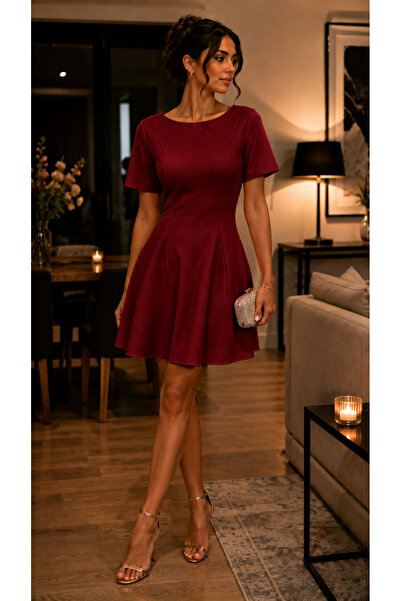 Get Crazy Women's Short Sleeve Crew Neck Flawed Flawored Stylish Dress