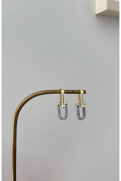 FASHION Special Series Tiffy Model Double Color Dangle Zircon Earrings
