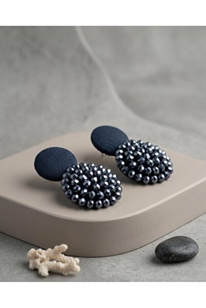 ankadizayn Navy blue beaded earrings